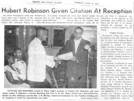 Hubert Robinson Citation 1957