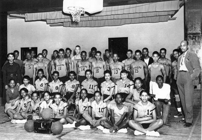 1950 Lincoln High School Basketball Teams with coaches R.O Kornegay and M. D. Fulford